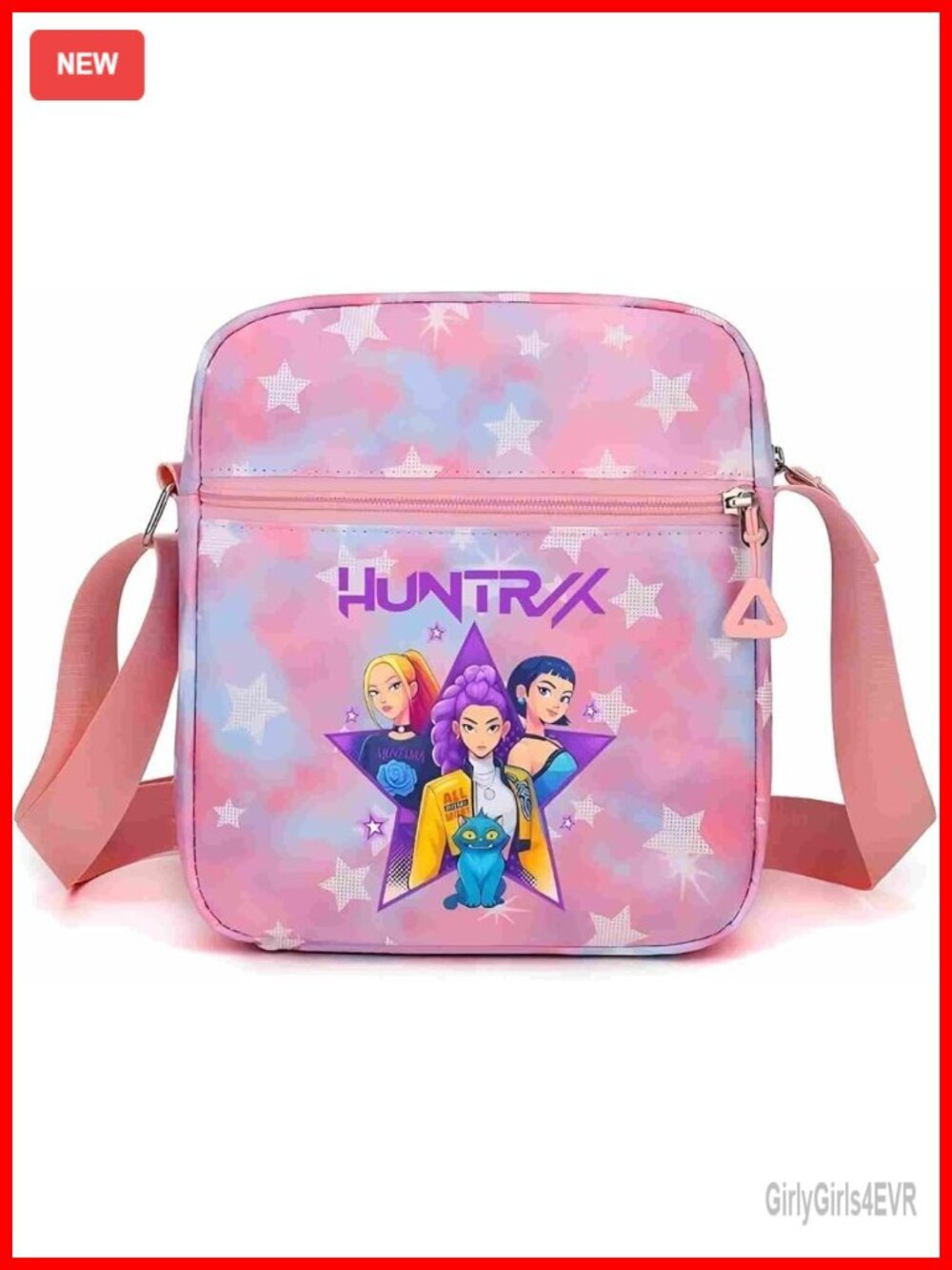Mini Crossbody Bag with Cartoon Pattern, PU Leather, Adjustable Strap, Zipper